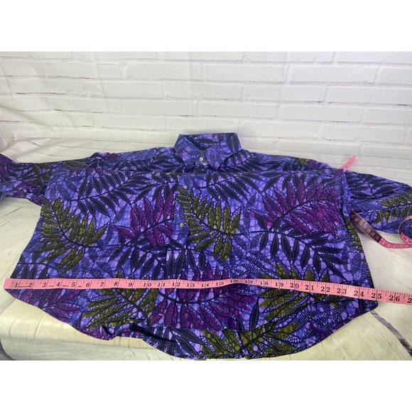 Tango by Max Raab Leaf Print Short Sleeve Button Up Shirt USA Made Mens Size L - Picture 7 of 9